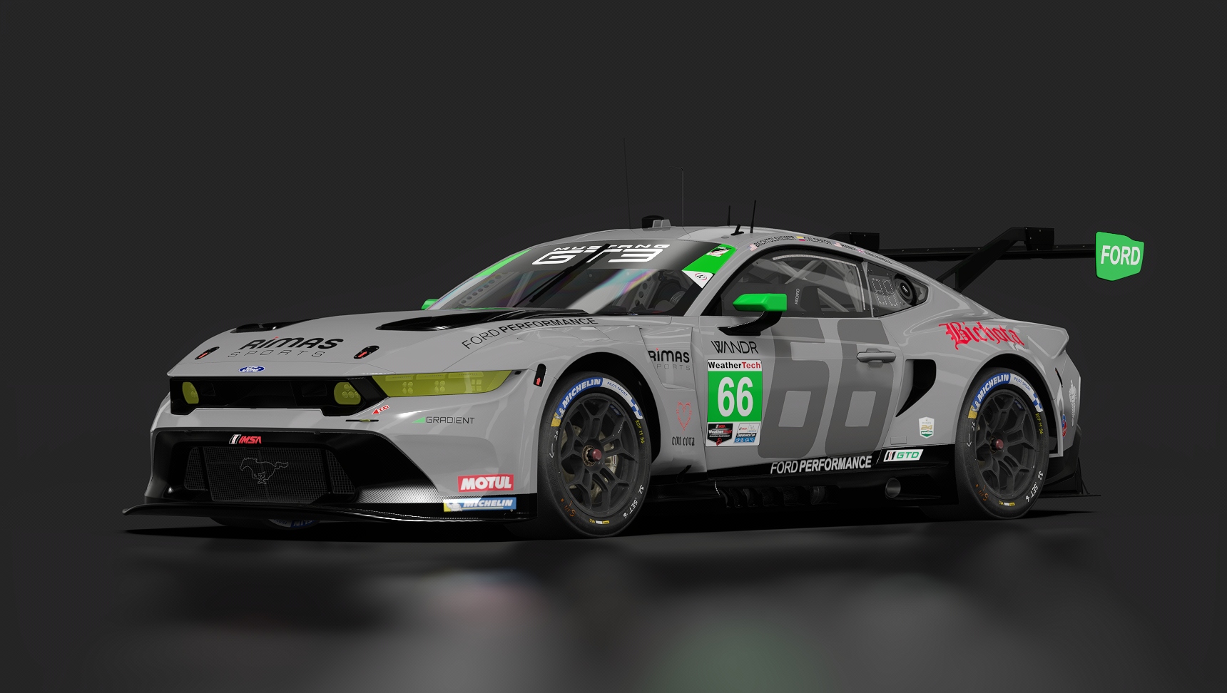 Ford Mustang GT3, skin 2025 IMSA #66 Gradient Racing